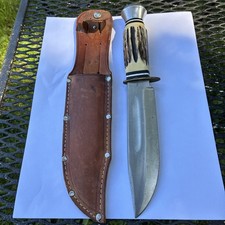 Vtg Carl Schlieper SollingenGermany6”stag, Bowie, Hunting Knife,Fist And Arrows picture