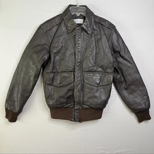Excelled A-2 Brown Leather Flight Bomber Jacket USAF 36 Small Union Made USA Vtg picture
