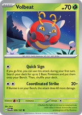 VOLBEAT C REVERSE HOLO 009/167 TWILIGHT MASQUERADE POKEMON NM/M picture