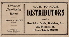 Vintage 1940s House to House Distributors Advertising Card - Atlanta picture