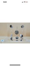 Acrylic Embedded 19 USA MINT COINS, Large Lucite 5x5. Stunning. STATEMENT PIECE. picture