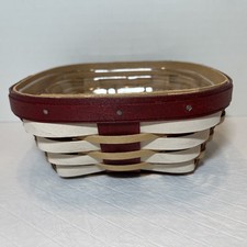 Longaberger 2017 Christmas Square Candy Cane Basket  With Protector  picture