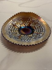 Antique Northwood Amethyst Carnival Glass Grape & Cable Plate  picture