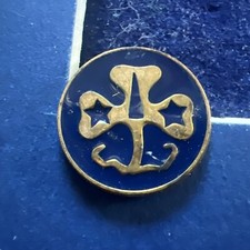 VINTAGE GIRL SCOUT TREFOIL CLOVER PIN 1920-30 BLUE ENAMEL DOUBLE STAR 0.75