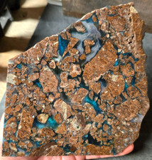 340 GRAMS - Ultra Rare Needles Blue Gem Silica Agate Breccia Extra-Large Slab picture