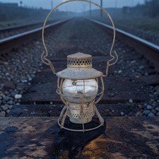 Vintage Dressel Arlington NJ Railroad Lantern NYCS.  M.K.T W/ Clear Glass Globe picture