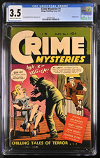 CRIME MYSTERIES #1 1952 CGC 3.5 🕵️💀 BONDAGE CVR, MAN IN DRAG, SCARCE 💀🕵️ picture