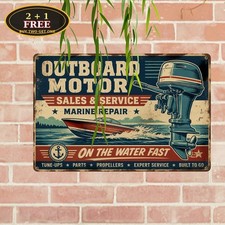 Vintge Outboard Motors Tin Sign Retro Boat Engine Garage Workshop Decor picture