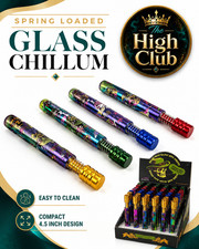 2 Pack Glass Chillum Pipe 4.5 Inch Spring Loaded One Hitter Tobacco Pipe picture