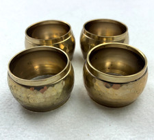 4 VTG Hammered Brass Napkin Rings Holders MCM Hollywood Regency Style picture