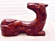OLD HAND CARVED TEAK VINTAGE CARVED ANIMAL FIGURINE CHINESE HORSE FIGURE picture