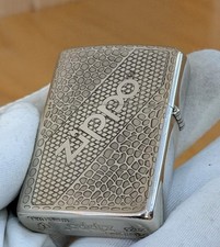 Crocodile Skin Pattern Silver Zippo Lighter and Box picture