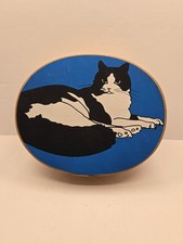 Vintage Hand Painted Shaker Style Cat Wood Nesting Box Cottage Core picture