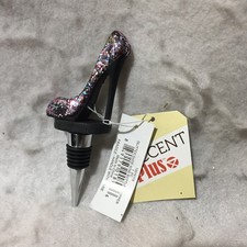 NEW Accent Plus Glitter High Heel Shoe Sparkle Wine Bottle Stopper Cork picture
