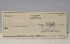 Marcus Allen (NFL Raiders / Chiefs) Signed Cancelled Check from 1986 picture