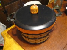 Longaberger 2005 Pumpkin small Bushel Basket Combo Halloween Boo Liner & protec picture