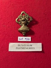 VINTAGE c1900 HEAVY BRASS DROP KNOB DRAWER PULLS, OLD ANTIQUE HARDWARE LOT #54 picture