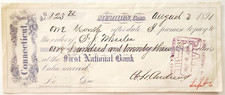 1891 Meriden CT Promissory Note Ornate Floral Vignette Commercial Bank Ephemera picture