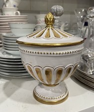 Ugo Zaccagnini Italian Ceramic Lidded Urn with Gilt Accents Vintage Rare picture
