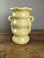 Vintage 1950s McCoy Pottery Yellow Vine Double Handle Vase 9.5 Inch USA picture