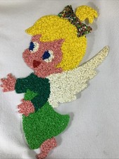 Vintage 1970’s Christmas Angel Plastic Melted Popcorn Wall Decoration picture