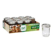 Ball Glass Mason Jar w/ Lid & Band, Regular Mouth, 8 Ounces, 12 Count picture