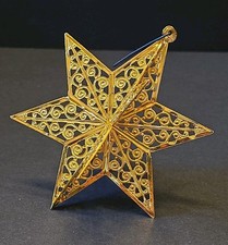 Vintage Eckartina West Germany Gold Filigree 3-D Star Metal Christmas 3.5