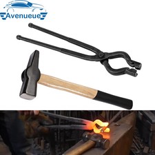 17” V-Bit Bolt Tongs and 1.5KG (3.3LB) Blacksmith Hammer Kit Knifemaking Tools picture