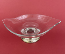 Glass Footed Oval BOWL Dish Flat Nut Candy Silver-plated picture