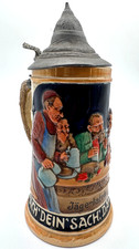 Vintage Reinhold Merkelbach 3939 German Beer Stein Jagerlatein Pewter Lid picture