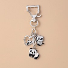 Cute Panda Heart Keychain for Women Girls, Enamel Bag Charm Key Ring Gift picture