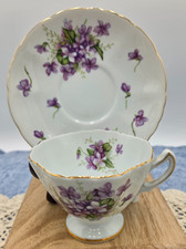 Vintage Rossetti Spring Violets Footed Teacup and Saucer Set Japan Gold Trim picture