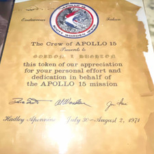 Apollo 15 Signed Presentation Certificate July 30–Aug 2, 1971 / Original Patch picture