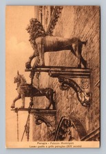 Italy- Perugia Municipal Palace Guelph Lion Perugian Griffin PC Vintage Postcard picture
