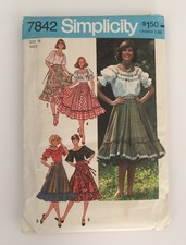 Simplicity 7842 - Peasant Blouse & Boho Skirt - Miss 18 Cut Vintage 1976 picture