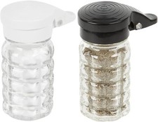 2 Salt and Pepper Shakers Moisture Proof Spices Tumbler with Top Lid Hinged Flip picture