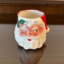 Vintage Japan Ceramic Winking Santa Claus Mug or Planter Christmas MCM picture