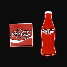 2x Lot Coca-Cola Coke Vtg Rubber Flexible Fridge Magnet Advertising Food '70s picture