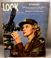 1944 LOOK Magazine March 21 WWII Invasion Eisenhower WAC Cover Ingrid Bergman WW picture