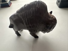 Vintage Ironwood Hand-Carved Wood Buffalo Bison Sculpture 5.5
