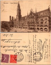 Munchen Neues Rathaus Postcard Germany 1920s Postmarked Stamps Handwritten picture