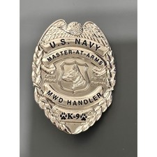 US Navy Master-At-Arms MWD Handler K-9 Commemorative Badge/Coin Silver Tone Pin picture