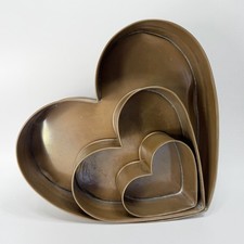 Set 3 Vtg 90s Michael Bonne Solid Copper Heart Cake Pan Shelves 12