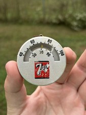 Vintage 7up Soda Pocket Thermometer 2” Keychain Dial Sign Advertising Works Rare picture