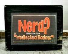 Nerd Intellectual Badass Primitive Farmhouse Sign Block Shelf Sitter 3.5X4.5 picture