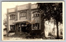 C.1940 RPPC SPRING VALLEY, WI COMMUNITY HALL MOVIE POSTERS PHOTO Postcard P74 picture