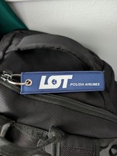 LOT Polish Airlines Blue Collectible Car Keychain Travel Luggage Bag Tag picture