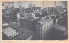 Gospel Trumpet Co. Anderson Indiana Composing Room Postcard picture