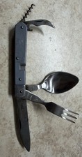 RARE SOVIET VINTAGE FOLDING POCKET KNIFE  MULTITOOL SPOON FORK KNIFE KORK SCREW picture