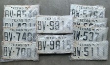 1957 Texas License Plate PAIR MATCH SET With Star Separator VINTAGE ANTIQUE picture